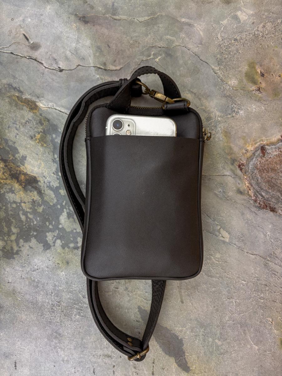 Léta II. - pánska kožená crossbody taška - čierna maté
